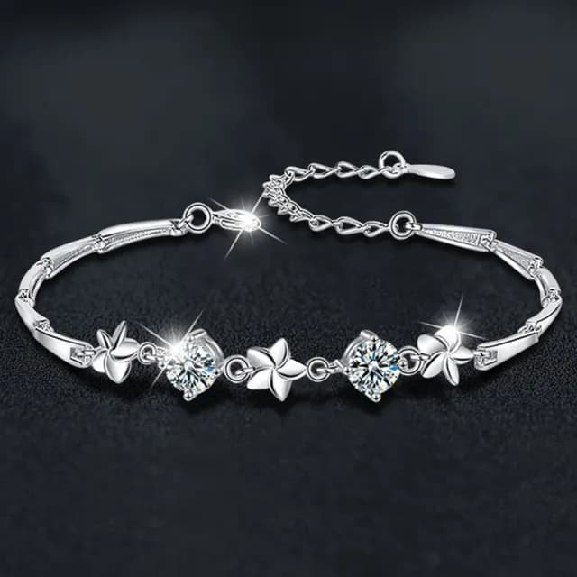 【MoonDy】雙11 女生手鍊 飾品 純銀手鍊 莫桑石手鍊 小花手鍊 抗過敏手鍊 五葉草手鍊