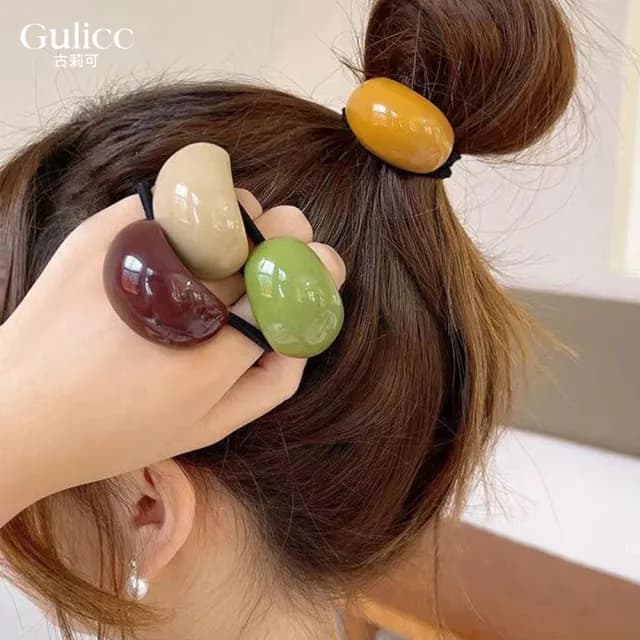 【Gulicc】簡約弧形 糖果色髮圈 隨機2入(雙十 萬聖節 生日 髮飾 頭飾 馬尾 髮夾 禮物)