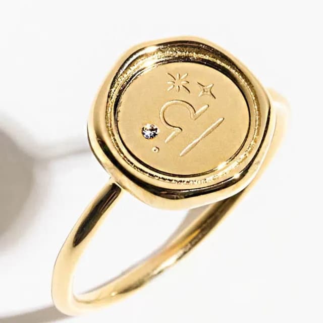 【vacanza】純鋼飾品｜星座｜十二星座封蠟・純鋼戒指_金色 多款任選