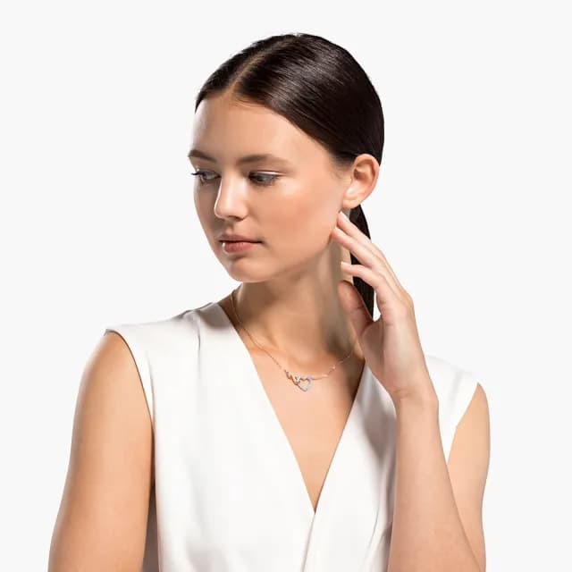 【SWAROVSKI 施華洛世奇】Hyperbola 項鏈 無限符號和心形 白色 多種金屬潤飾