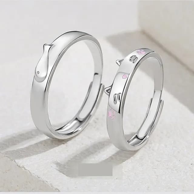 【巴黎精品】現貨+預購 頂級925純銀戒指婚戒女鑽戒開口戒子情侶對戒尾戒情人節禮物(貓與魚男女飾品a1li49)