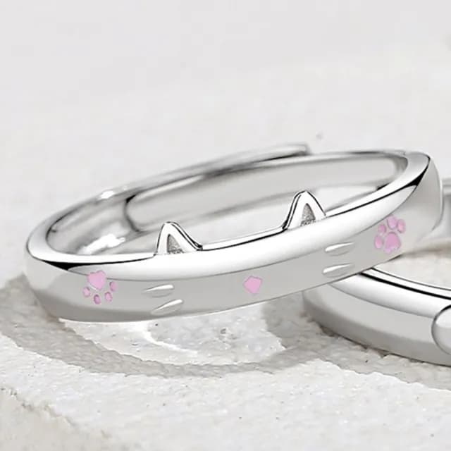 【巴黎精品】現貨+預購 頂級925純銀戒指婚戒女鑽戒開口戒子情侶對戒尾戒情人節禮物(貓與魚男女飾品a1li49)