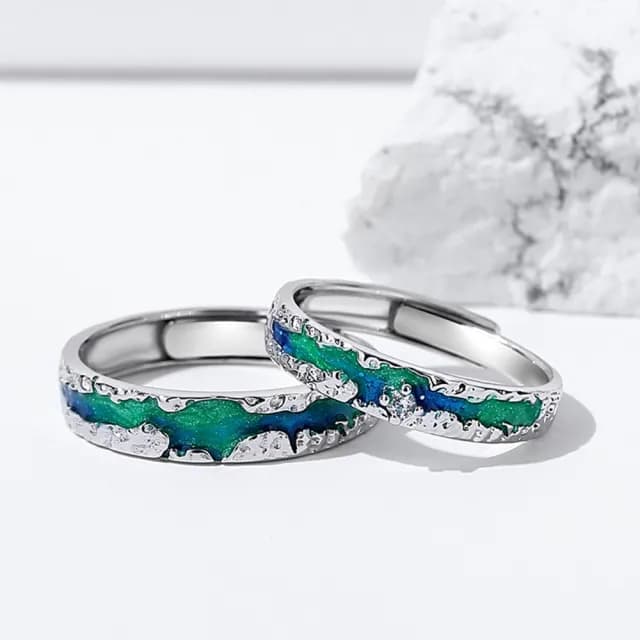 【巴黎精品】現貨+預購 頂級925純銀戒指婚戒女鑽戒開口戒情侶對戒尾戒情人節禮物(漸變極光男女飾品a1li40)