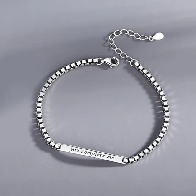 【巴黎精品】現貨+預購 頂級925純銀手鍊情侶手鏈女首飾情人節禮物(韓版幾何字母盒情侶手鍊男女飾品a1li39)