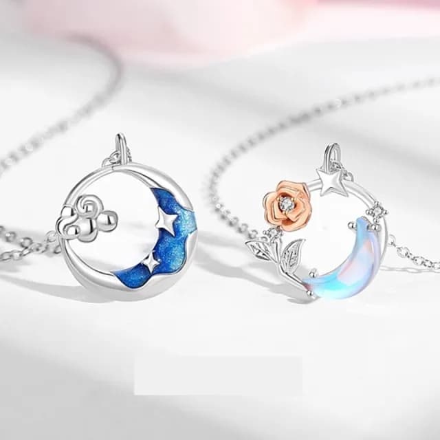 【巴黎精品】現貨+預購 頂級925純銀項鍊女項鍊項鏈鎖骨鍊情人節禮物情侶對鍊(月色玫瑰純銀男女飾品a1li20)