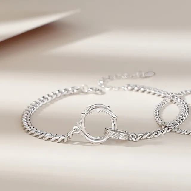 【巴黎精品】現貨+預購 頂級925純銀手鍊情侶手鏈女首飾情人節禮物(荊棘莫比烏斯情侶手鍊男女飾品a1li21)