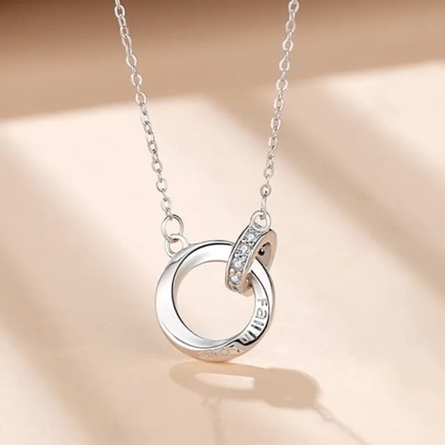 【巴黎精品】現貨+預購 頂級925純銀項鍊女項鍊項鏈鎖骨鍊情人節禮物情侶對鍊(經典雙環男女飾品a1li19)