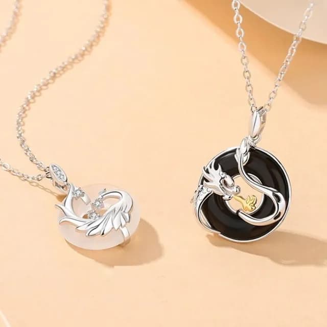 【巴黎精品】現貨+預購 頂級925純銀項鍊女項鍊項鏈鎖骨鍊情人節禮物情侶對鍊(龍鳳平安扣男女飾品a1li7)