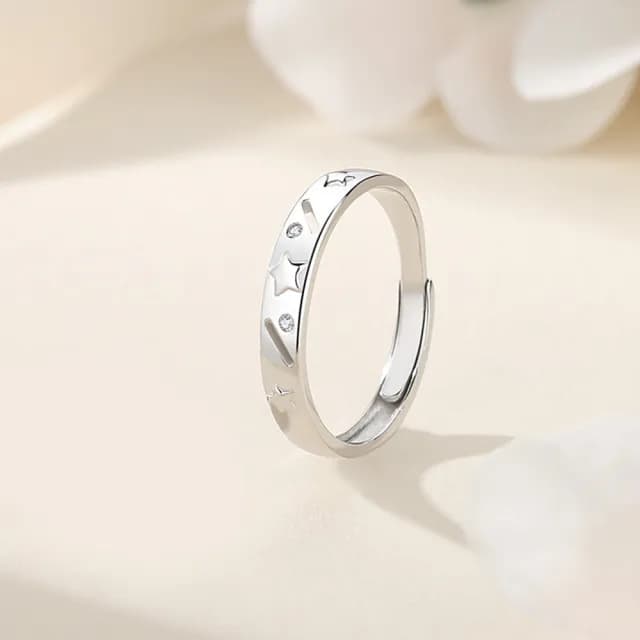 【巴黎精品】現貨+預購 頂級925純銀戒指婚戒女鑽戒開口戒子情侶對戒尾戒情人節禮物(小星星男女飾品a1li3)