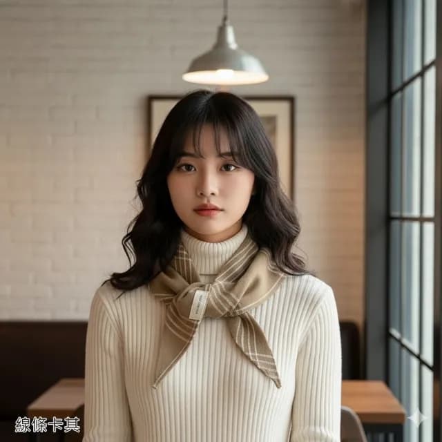 【HaNA 梨花】韓國空運 咖啡廳街拍小文青三角格紋圍巾(圍巾 小文青 休閒百搭)