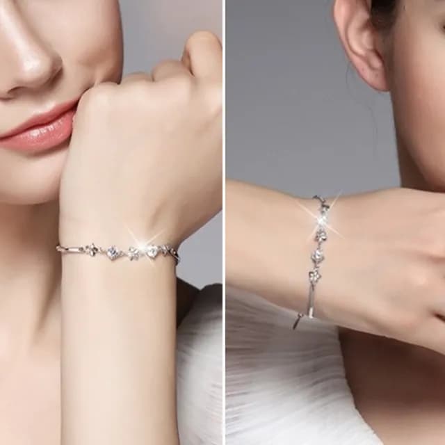 【LEEHER】雙11 五葉草手鍊/純銀手鍊/小花手鍊/抗過敏/手鍊/百搭飾品/鑽石手鍊/莫桑鑽手鍊