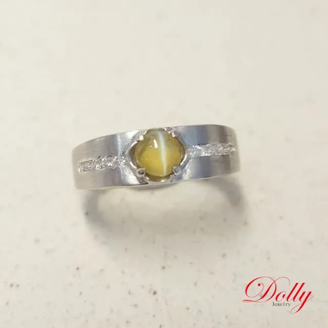 【DOLLY】14K金 金綠玉貓眼鑽石戒指(母親節 交換禮物 長輩送禮首選)