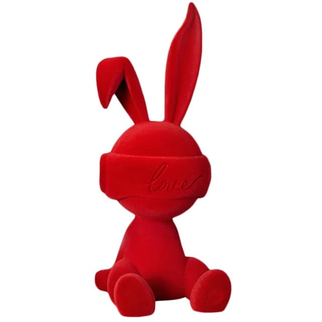 【Loha 樂活家】簡約小擺件-長耳紅兔子(裝飾品 動物擺件 喬遷禮物 軟裝飾品 陳列品 客餐廳玄關櫃背景擺件)