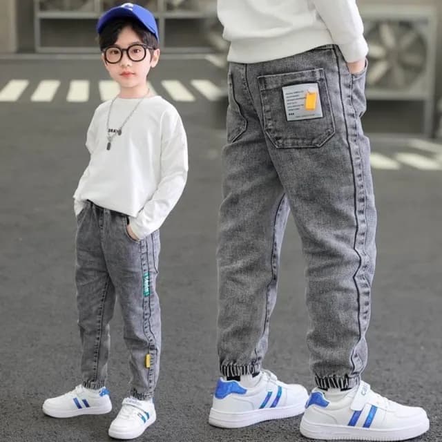 【小衣衫童裝】中大男童韓版彈力牛仔休閒束口長褲(1141003)