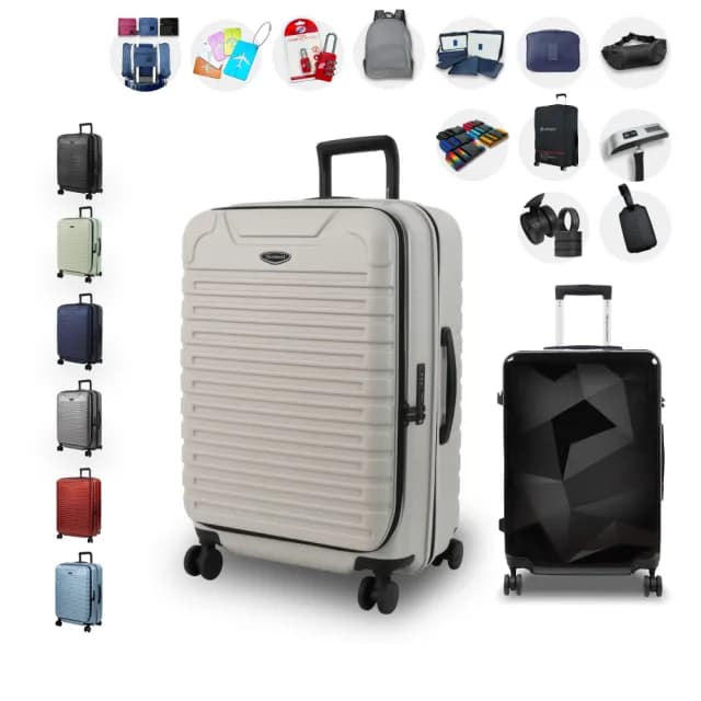 【eminent 萬國通路】28吋 KK60 防盜拉鍊 德國拜耳PC 前開式 上掀式 行李箱 旅行箱(送20項 旅遊用品登機箱)