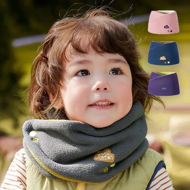 【橘魔法】撞色雙面搖粒絨按扣圍脖(圍巾 配件 保暖 寒流 滑雪 中性款 兒童 女童 男童 童裝 交換禮物)