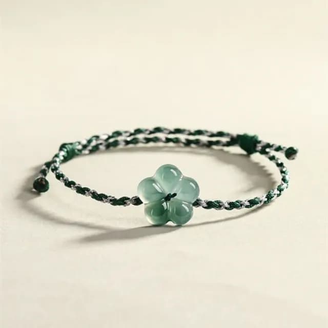 【Penny珮妮】A貨翡翠藍水 桃花編織 手繩手鍊(母親節 生日禮物 交換禮物 尾牙 新年 結婚 情人節)