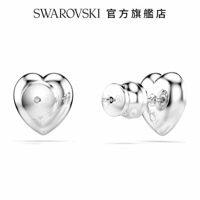 【SWAROVSKI 施華洛世奇】Ariana Grande x Swarovski 耳釘 心形 鍍白金色(限量聯名款_情人節禮物)