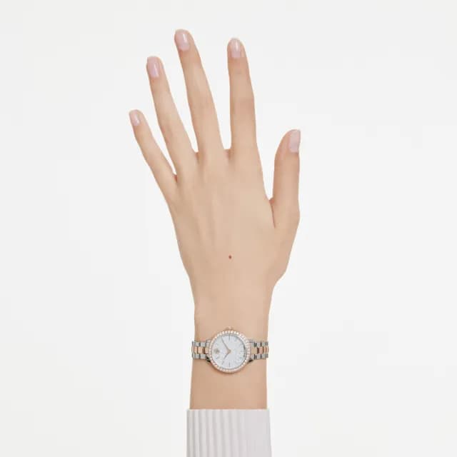 【SWAROVSKI 施華洛世奇】手錶 瑞士製造 金屬手鏈 銀色 玫瑰金色潤飾