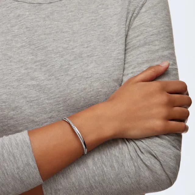 【SWAROVSKI 施華洛世奇】Twist 手鐲 白色 鍍白金色(情人節禮物)