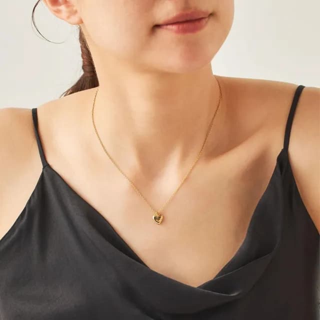 【ete】份量感立體愛心項鍊(金色 鉑金色)