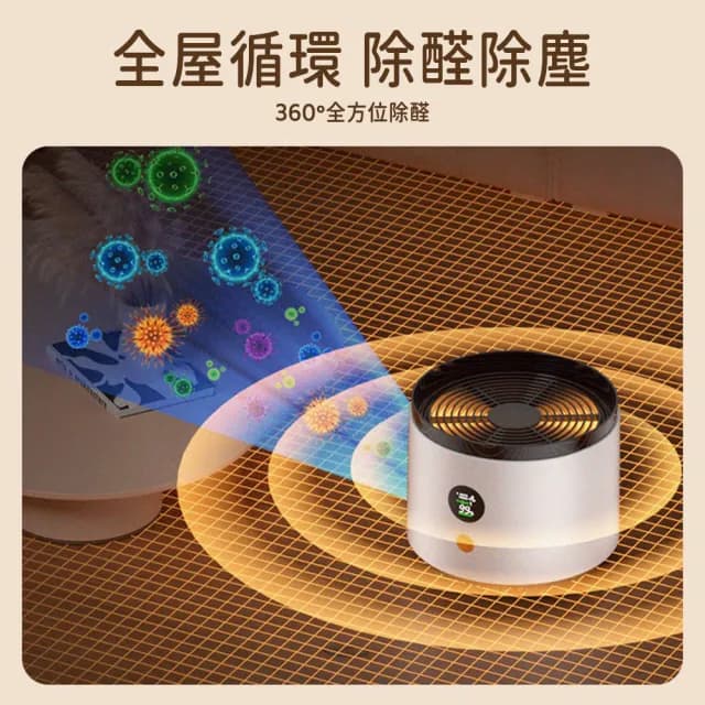 小型白色主動式空氣循環淨化器(負離子淨化 智能除甲醛 寵物家庭)