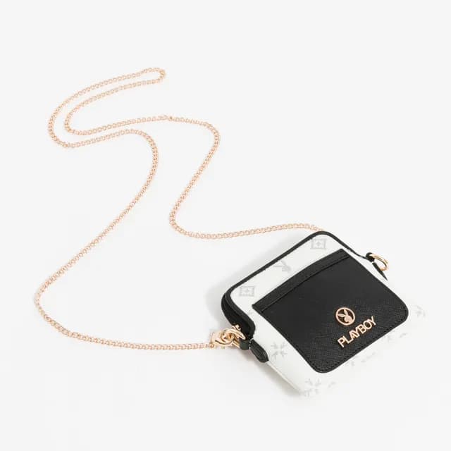 【PLAYBOY】零錢包  黑白TWO系列(米白色)