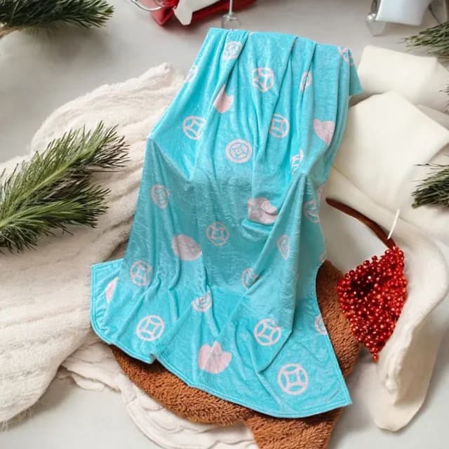 【雨揚】財富滿爆賺翻被 法蘭絨毯(交換禮物/招財開運/冬被/暖暖被/午睡毯)