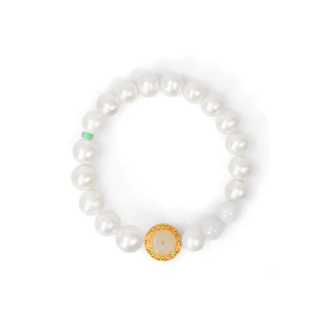 【巴黎精品】現貨+預購 珍珠手鍊玉石手串女手珠平安擋煞防小人轉運淨化招財開運(10mm翡翠圓珠琺瑯a1ha42)