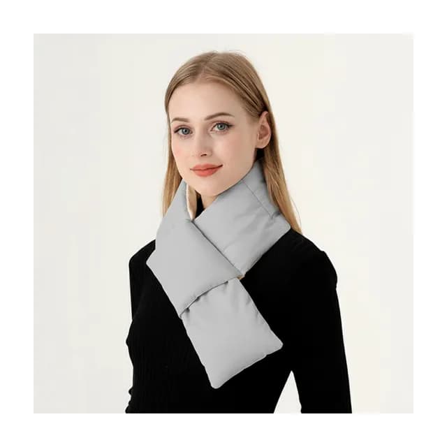 【HanVo】現貨 環繞式保暖防風羽絨圍巾 蓄熱鎖溫 抗寒保暖(輕盈輕巧 圍脖 女生配件 C04-8209)