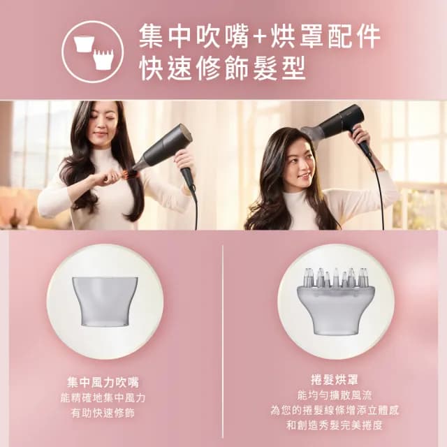 【Philips 飛利浦】官方直營 智能護髮礦物負離子吹風機-霧黑金(BHD538/21)