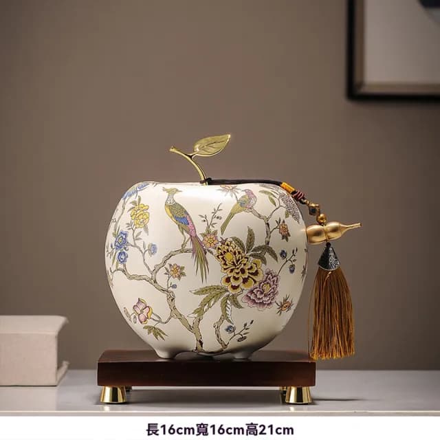 【超微米】入戶玄關平安順利蘋果擺件 新中式客廳電視酒櫃裝飾品 喬遷新居禮物(玄關擺件禮盒裝16*16*24)