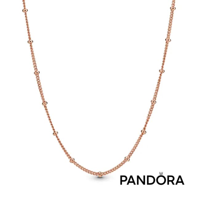 【Pandora 官方直營】鍍 14k 玫瑰金串珠項鏈-絕版品