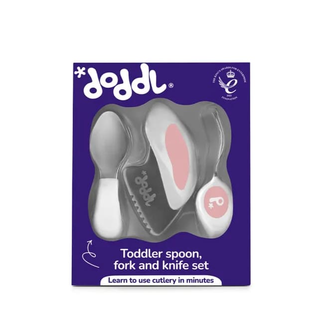 【Doddl】英國人體工學秒拾餐具 - 兒童學習餐具 3 件組(新色 乾燥玫瑰粉)
