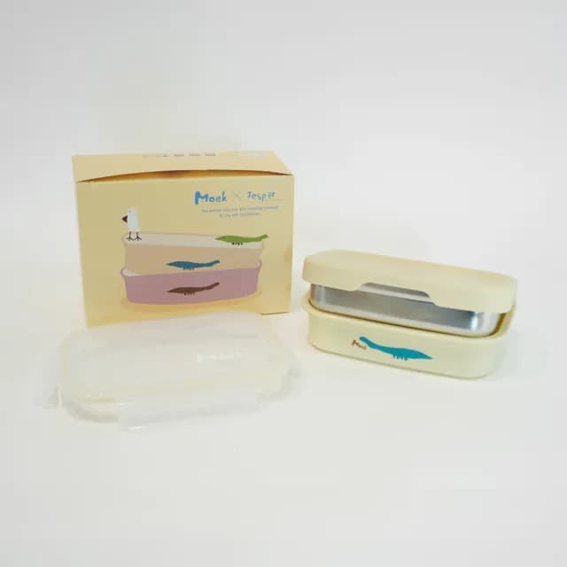 【Moek X Jesper】雙層抗菌可微波不鏽鋼餐盒四件組(便當盒 學習餐具 兒童餐具)