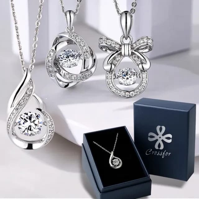 【CROSSFOR】日本DancingStone系列純銀懸浮閃動項鍊-多款選(日本懸浮鑲嵌專利精美盒裝 情人節生日禮物)