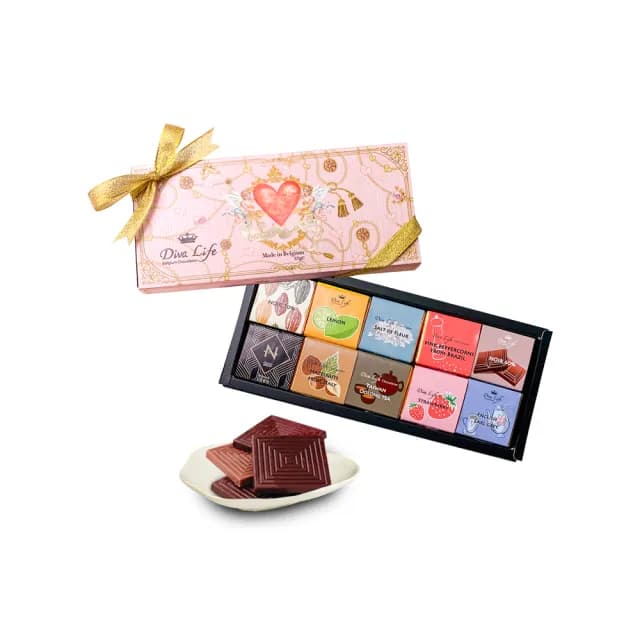 【Diva Life】比利時巧克力片10入禮盒(交換禮物)