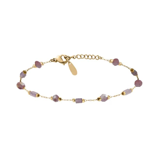 【CLIO BLUE】夢幻寶石純鋼手鍊-紫水晶  Myclio系列金色手鍊(法國巴黎品牌/純鋼)