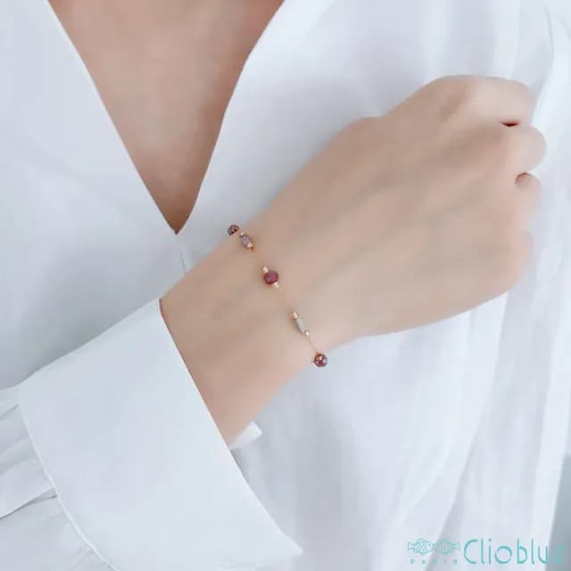 【CLIO BLUE】夢幻寶石純鋼手鍊-紫水晶  Myclio系列金色手鍊(法國巴黎品牌/純鋼)