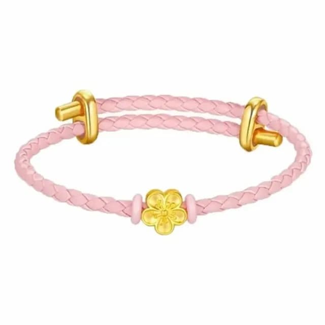 【Penny珮妮】黃金999 桃花皮繩 手鍊(母親節 情人節 送閨蜜 生日禮物 交換禮物 尾牙 新年 結婚)