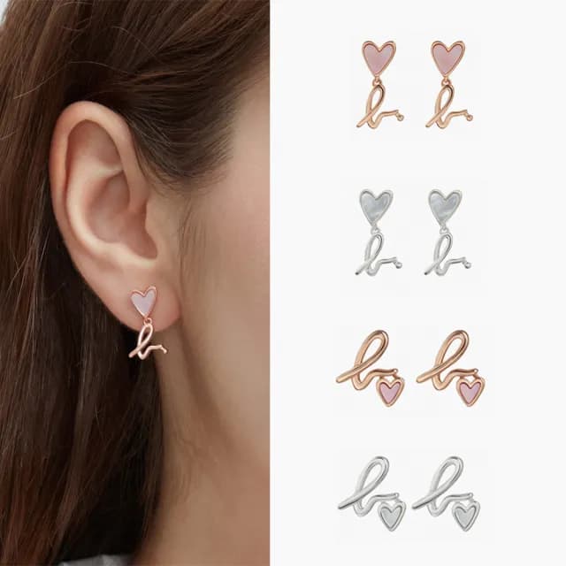 【agnes b.】bijoux  b. logo純銀愛心珍珠母貝耳環(多款/女)