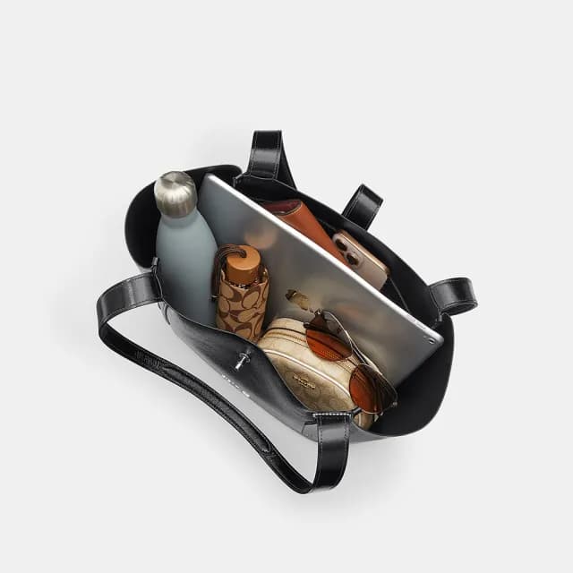 【COACH】蔻馳官方直營 HADLEY旋鎖托特手袋 托特包-SV/黑色(CCF05)