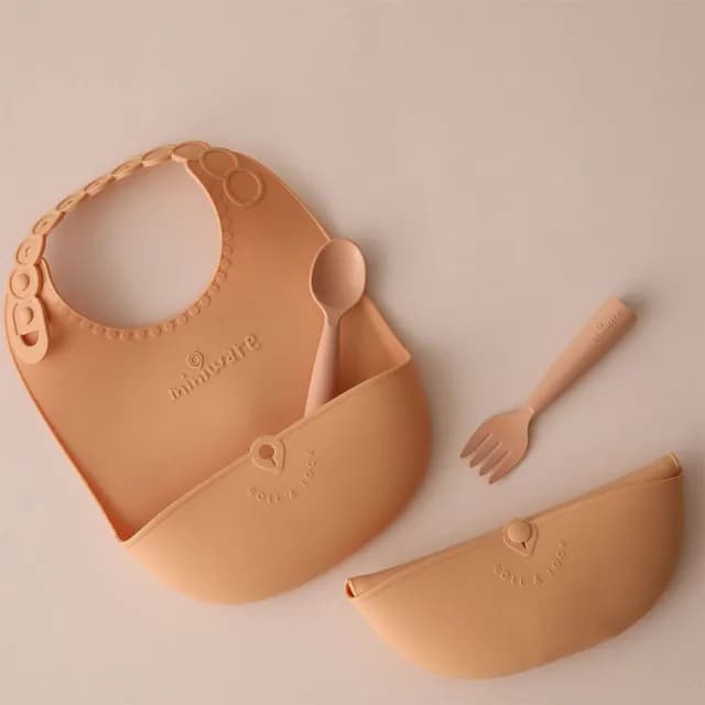 【Miniware官方直營】矽膠圍兜單入(兒童學習矽膠餐具)