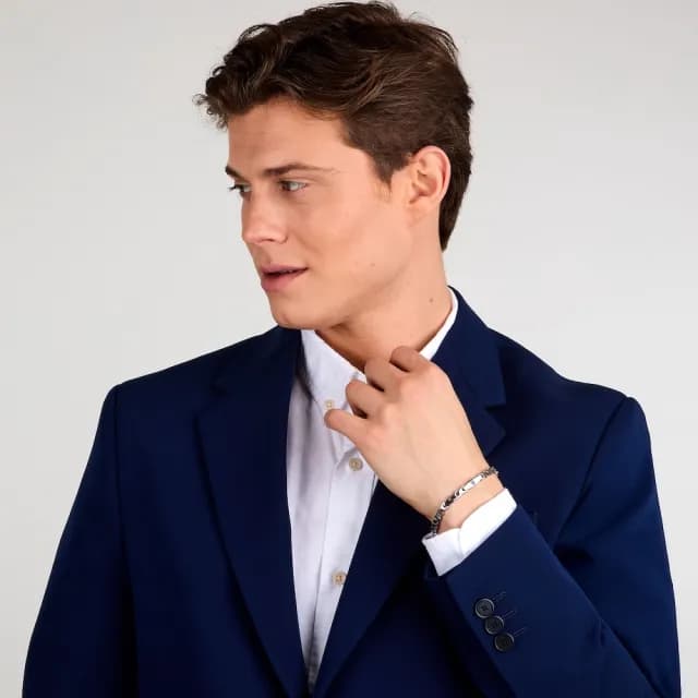 【MASERATI 瑪莎拉蒂】Iconic 經典之徽三叉戟不鏽鋼權紋手鍊-銀色 JM225AVD85