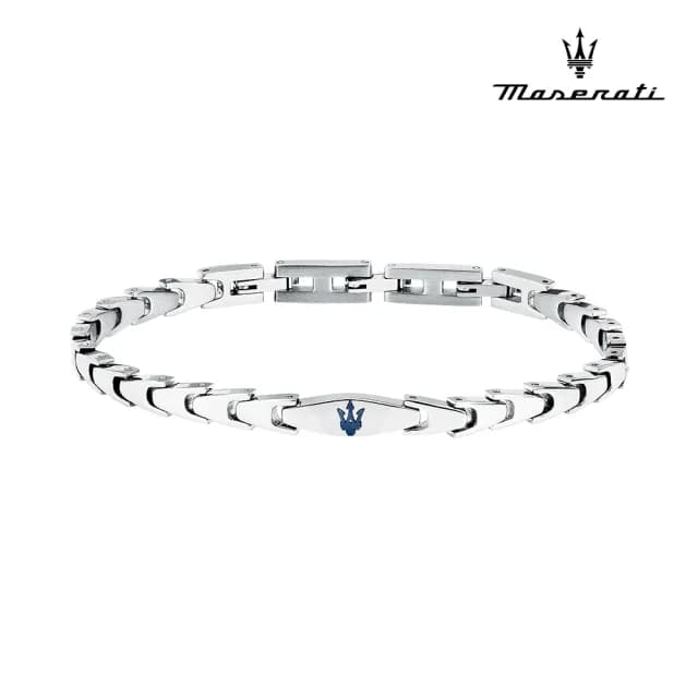 【MASERATI 瑪莎拉蒂】Iconic 經典之徽三叉戟不鏽鋼權紋手鍊-銀色 JM225AVD85