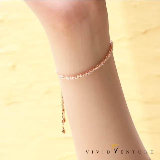 【Vividventure 亞帝芬奇】18K金 伸縮鍊 70分 天然鑽石 真鑽 手鍊 繁星