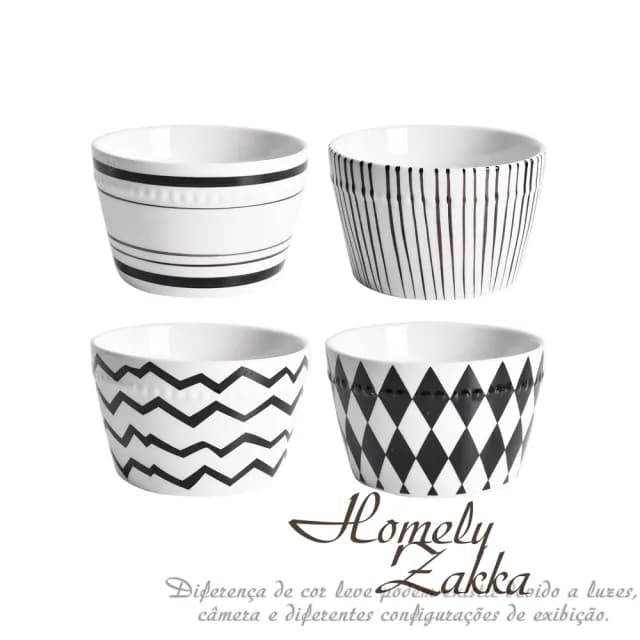 【Homely Zakka】北歐經典復古黑白浪漫系列陶瓷餐盤碗餐具_4件組(飯碗 湯碗 餐具 餐碗  器皿)