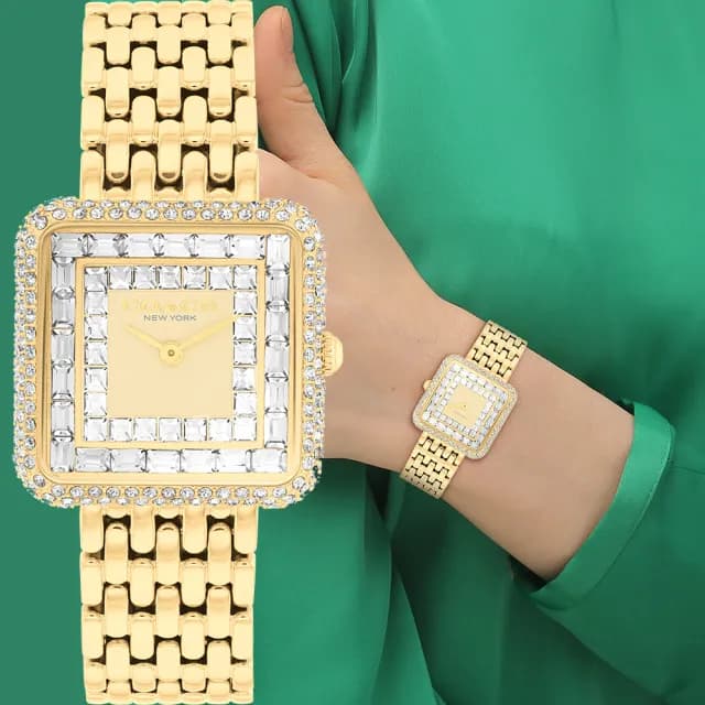 【COACH】Cass 復古方型輕奢晶鑽女錶 手錶-金/28mm 禮物 送禮 推薦(CO14504576)