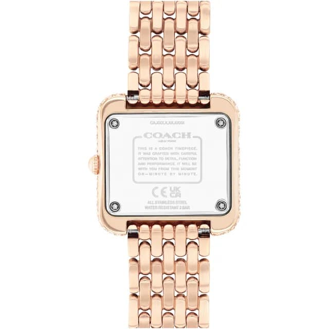 【COACH】Cass 復古方型輕奢晶鑽女錶 手錶-玫瑰金/28mm 禮物 送禮 推薦(CO14504577)