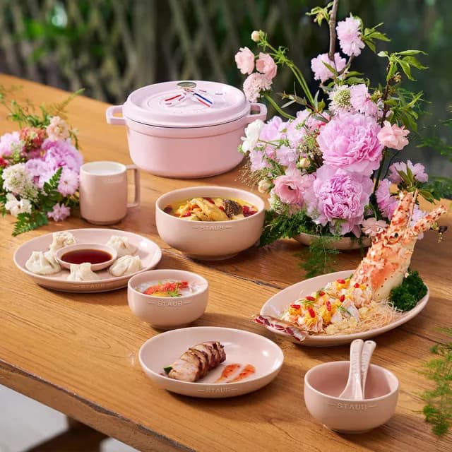 【法國Staub】自然秘境陶瓷餐碗盤餐具10件組-豆沙粉/莫蘭迪綠/檸檬黃3色任選(德國雙人牌集團官方直營)